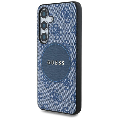 Guess 4G Round Patch Classic Logo MagSafe case for Samsung Galaxy S25 Plus blue