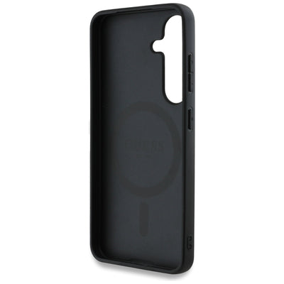Guess 4G Round Patch Classic Logo MagSafe case for Samsung Galaxy S25 Plus blue