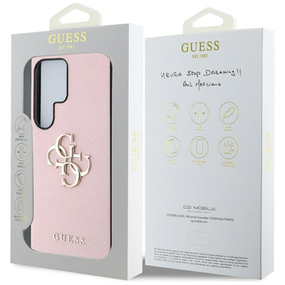 Guess Grained Big 4G Logo Small Classic Logo case for Samsung Galaxy S25 Ultra - pink