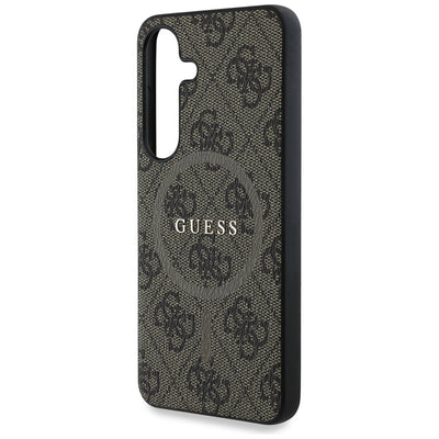 Guess Leather 4G Colored Ring Classic Logo MagSafe Samsung Galaxy S25 case brown