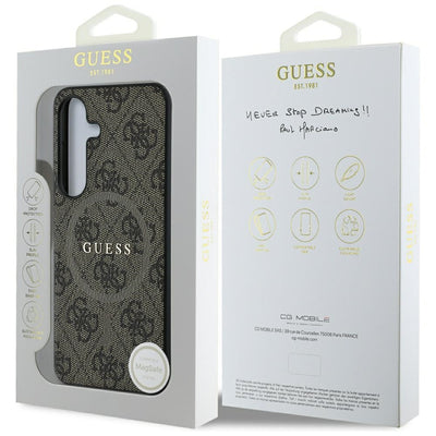 Guess Leather 4G Colored Ring Classic Logo MagSafe Samsung Galaxy S25 case brown