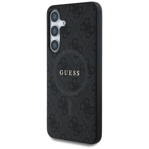 Guess Leather 4G Colored Ring Classic Logo MagSafe Samsung Galaxy S25 case black