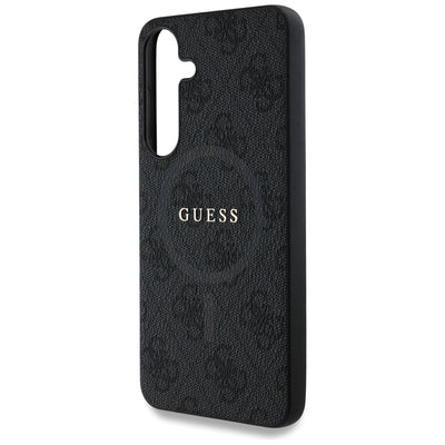 Guess Leather 4G Colored Ring Classic Logo MagSafe Samsung Galaxy S25 case black