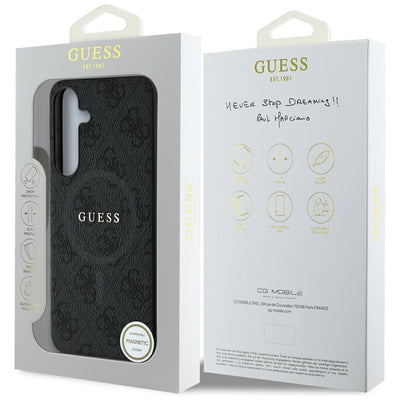 Guess Leather 4G Colored Ring Classic Logo MagSafe Samsung Galaxy S25 case black
