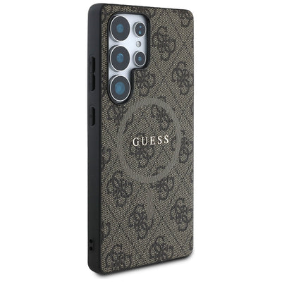 Guess Leather 4G Colored Ring Classic Logo MagSafe Case Samsung Galaxy S25 Ultra brown