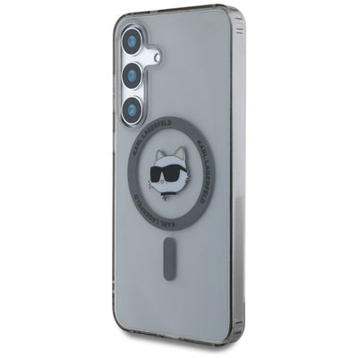 Karl Lagerfeld Button Choupette Head Printed Logo MagSafe Samsung Galaxy S25 case black