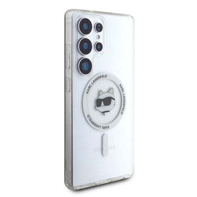 Case Karl Lagerfeld Button Choupette Head Printed Logo MagSafe Samsung Galaxy S25 Ultra white