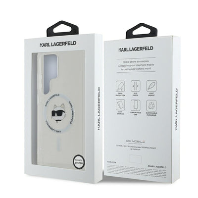 Case Karl Lagerfeld Button Choupette Head Printed Logo MagSafe Samsung Galaxy S25 Ultra white