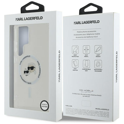 Case Karl Lagerfeld Button Karl & Choupette Heads Printed Logo MagSafe Samsung Galaxy S25 Ultra white