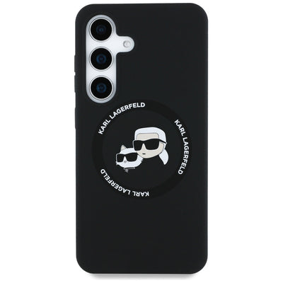 Karl Lagerfeld Silicone Double Heads And Circle MagSafe Samsung Galaxy S25 case black