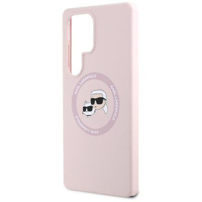 Karl Lagerfeld Silicone Double Heads And Circle MagSafe Samsung Galaxy S25 Ultra Case Pink