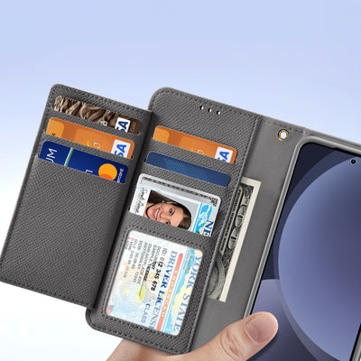 Dux Ducis Lawa Leather Case for Samsung Galaxy S25+ with Detachable Magnetic Wallet - Gray
