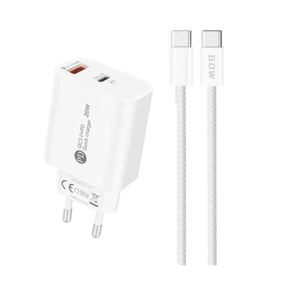 A6MaxL 20W USB-A USB-C wall charger with USB-C - USB-C 1m cable - white — Hurtel