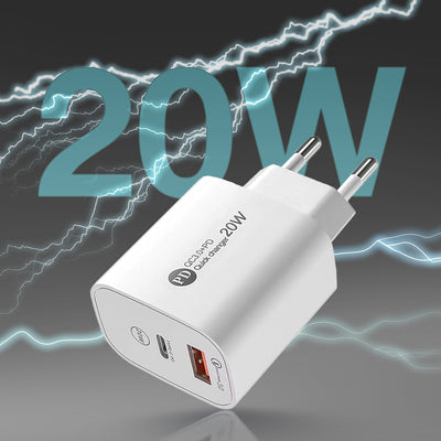 A6MaxL 20W USB-A USB-C Wall Charger with 1m USB-C - Lightning Cable - White — Hurtel