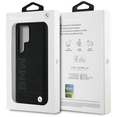 BMW Leather Big Wordmark Case for Samsung Galaxy S25 Ultra - Black