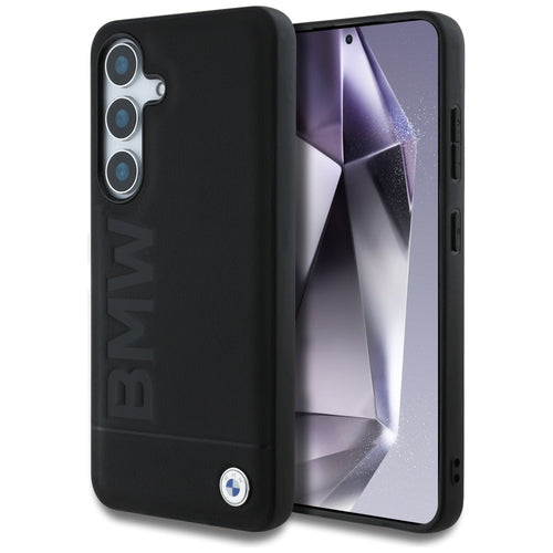 BMW Leather Big Wordmark Case for Samsung Galaxy S25+ - Black