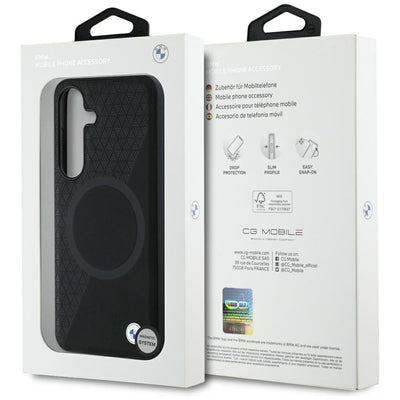 BMW Leather Half Textured MagSafe Case for Samsung Galaxy S25 - Black