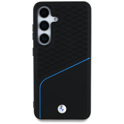BMW Leather Textured and Smooth MagSafe Case for Samsung Galaxy S25 - Black