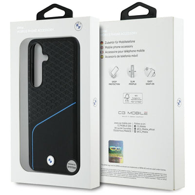 BMW Leather Textured and Smooth MagSafe Case for Samsung Galaxy S25 - Black