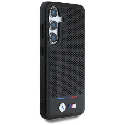BMW Leather Tricolor Stripe MagSafe Case for Samsung Galaxy S25+ - Black