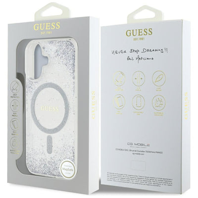 Guess HC Resin Bottom Glitter MagSafe case for iPhone 16 - silver