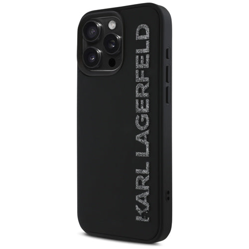 Karl Lagerfeld HC 3D Rubber Elongated Glitter iPhone 16 Pro Case - Black