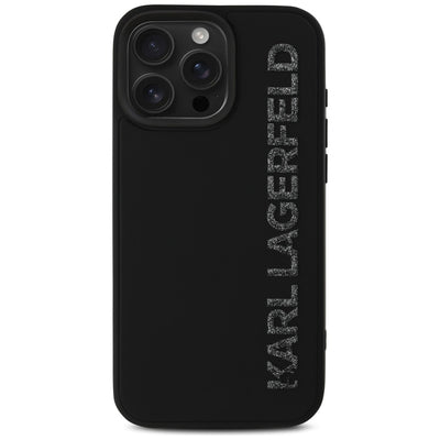 Karl Lagerfeld HC 3D Rubber Elongated Glitter iPhone 16 Pro Case - Black