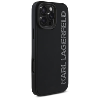 Karl Lagerfeld HC 3D Rubber Elongated Glitter iPhone 16 Pro Case - Black