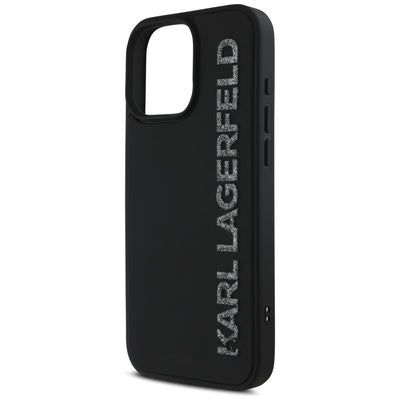 Karl Lagerfeld HC 3D Rubber Elongated Glitter iPhone 16 Pro Case - Black