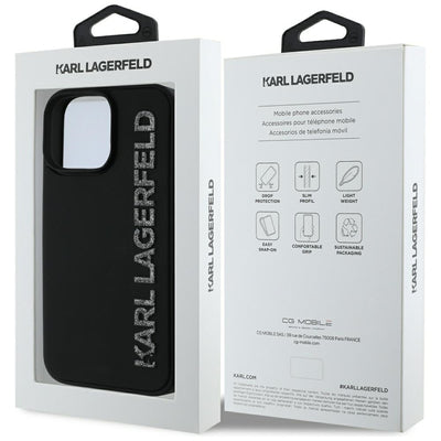 Karl Lagerfeld HC 3D Rubber Elongated Glitter iPhone 16 Pro Case - Black