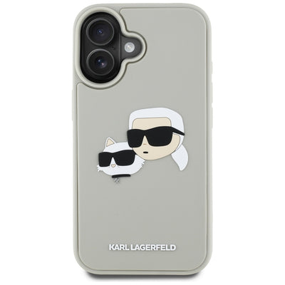 Karl Lagerfeld HC 3D Rubber Double Heads iPhone 16 Case - Beige