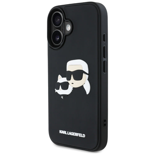 Karl Lagerfeld HC 3D Rubber Double Heads iPhone 16 Case - Black