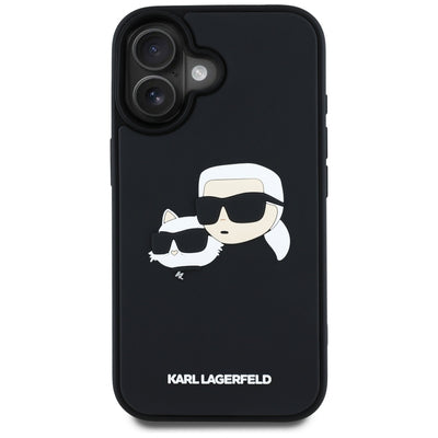 Karl Lagerfeld HC 3D Rubber Double Heads iPhone 16 Case - Black