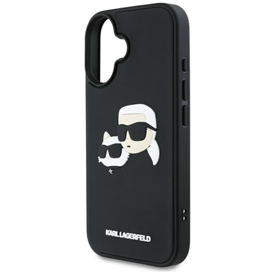 Karl Lagerfeld HC 3D Rubber Double Heads iPhone 16 Case - Black