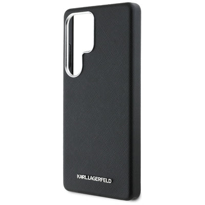 Karl Lagerfeld Saffiano Full Wrapped Elongated Metal Logo MagSafe Case for Samsung Galaxy S25 Ultra - Black