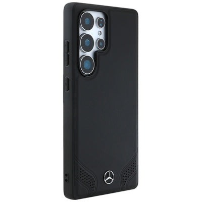 Mercedes Leather Curved Stitches Case for Samsung Galaxy S25 Ultra - Black