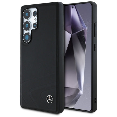 Mercedes Leather Horizontal Debossed Curves MagSafe Case for Samsung Galaxy S25 Ultra - Black