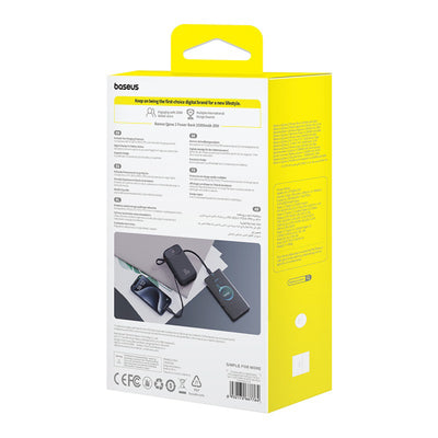 Baseus QPow 2 20000mAh 30W Power Bank with 2 Built-in USB-C Cables - Black