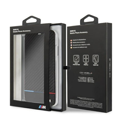BMW Carbon Tricolor Stripe iPhone XS Max Case - Black