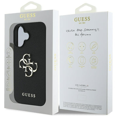 Guess Grained Big 4G Logo Small Classic Logo case for iPhone 16 - black