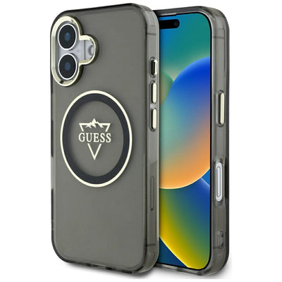 Guess IML Metal Mountain Logo MagSafe case for iPhone 16 - black