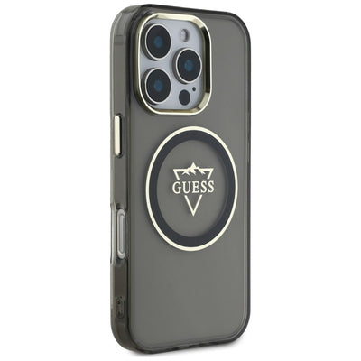 Guess IML Metal Mountain Logo MagSafe iPhone 16 Pro Case - Black