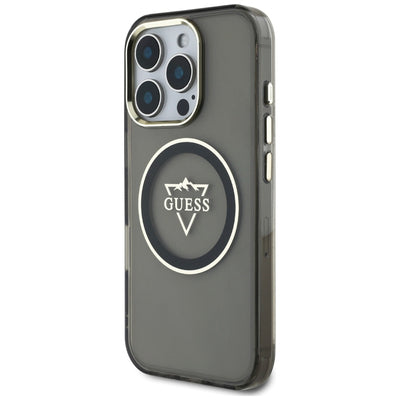 Guess IML Metal Mountain Logo MagSafe iPhone 16 Pro Max Case - Black