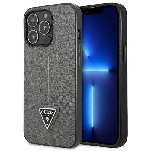 Guess Saffiano Triangle Logo case for iPhone 13 Pro / 13 6.1" - silver