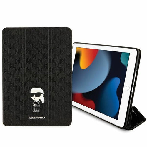 Karl Lagerfeld Saffiano Monogram Ikonik Case for iPad 10.2" 2019 (7th gen.) Folio Magnet Allover Cover - Black