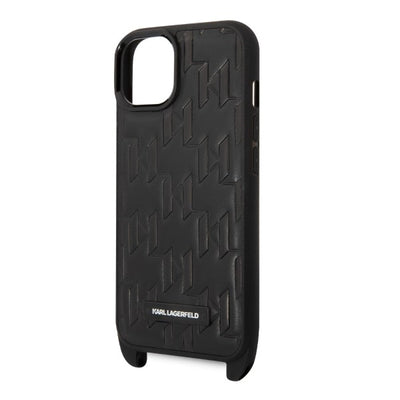 Karl Lagerfeld Monogram Plaque Logo Strap Case for iPhone 14 / 15 / 13 6.1" - Black