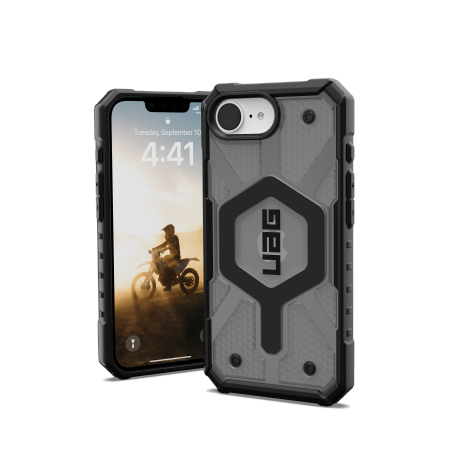UAG Pathfinder Clear MagSafe iPhone 16e Case - Gray/Black