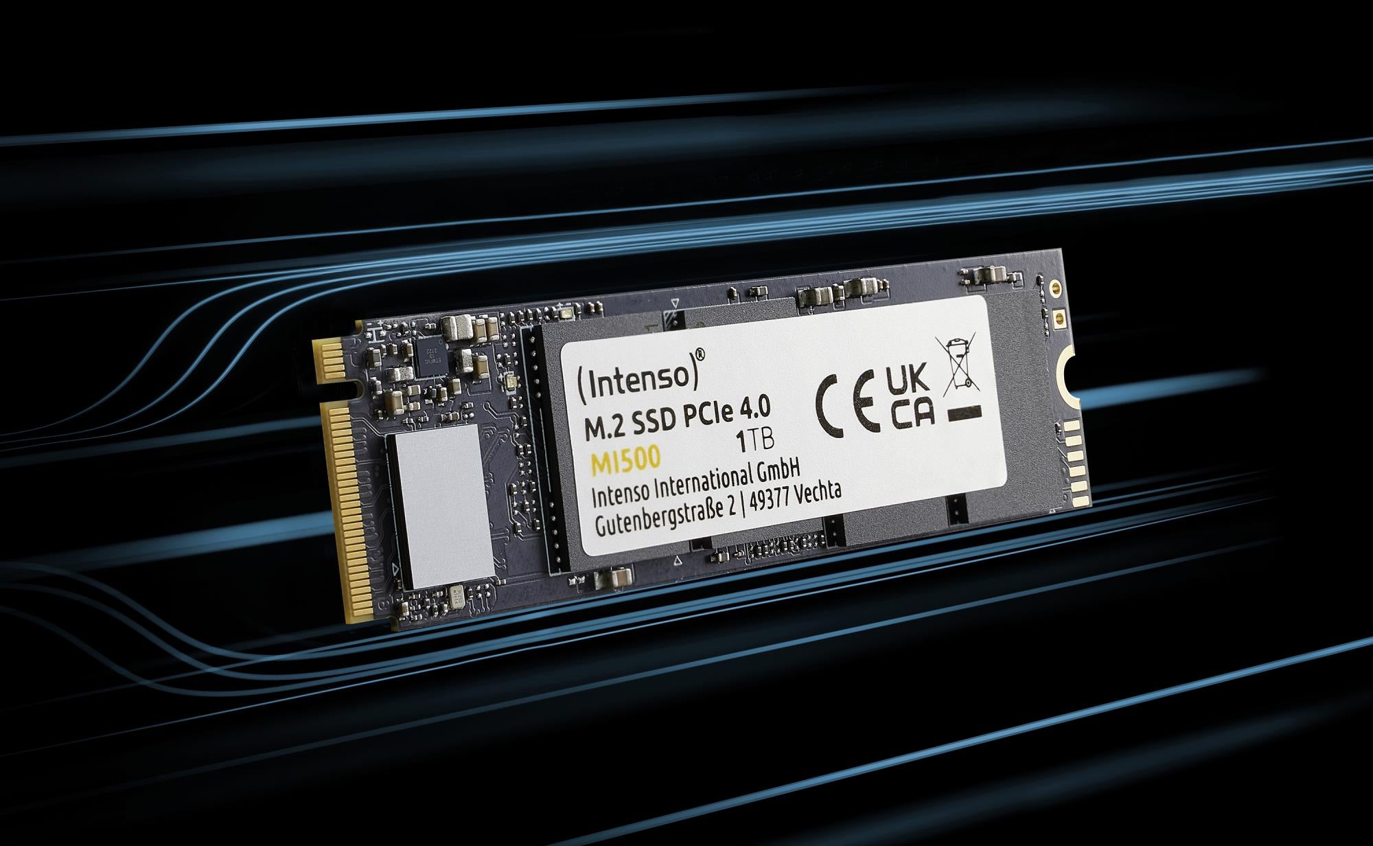 SSD INTENSO MI500 2TB M.2 NVMe 3D NAND Write speed 4500 MBytes/sec Read speed 5300 MBytes/sec 4mm TBW 1200 TB MTBF 1500000 hours 3836470