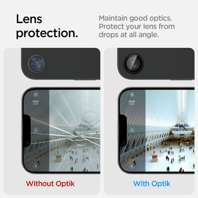 Spigen Optik Pro GLAS.TR "Ez Fit" Camera Cover 2-pack for iPhone 16e - Black
