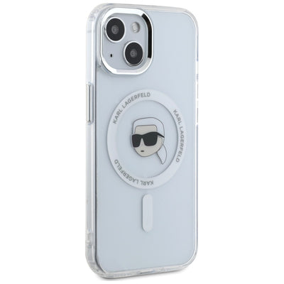 Karl Lagerfeld IML Metal Karl Head MagSafe Case for iPhone 15 White